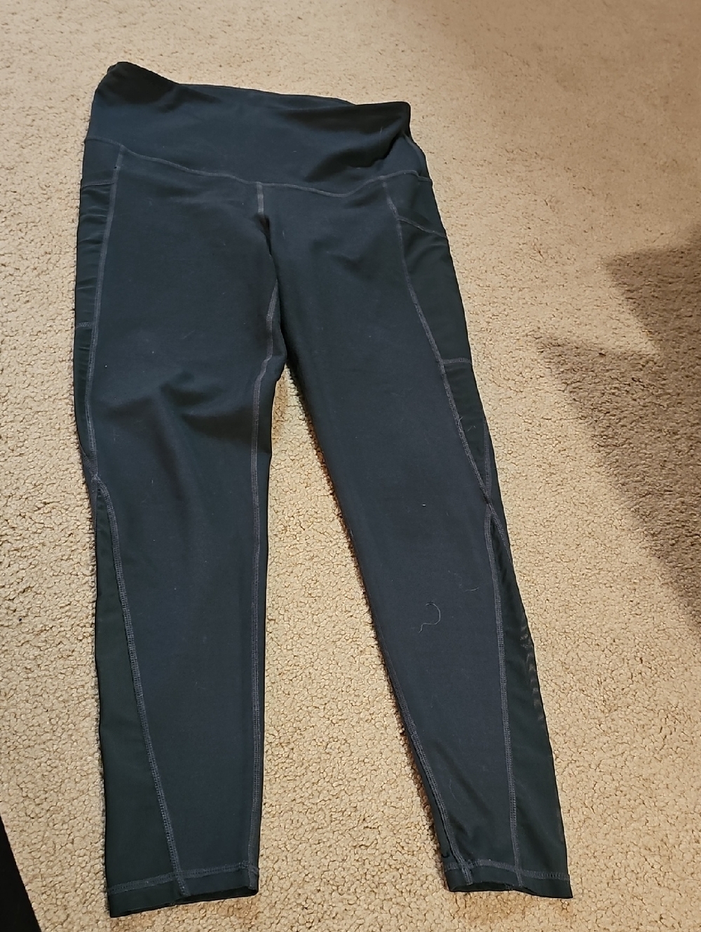 Savvi- Dark Grean Women's High-Waist Leggings with Side Panels